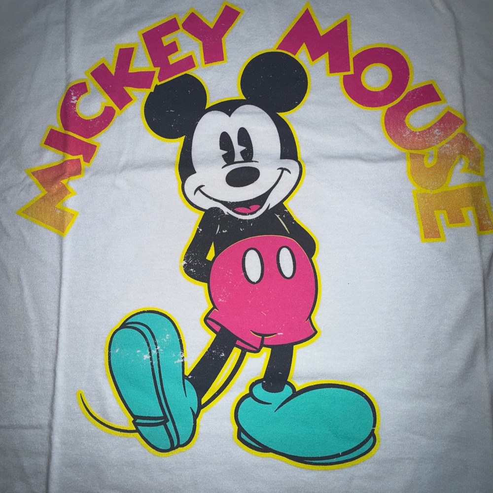 Disney Mickey Mouse Graphic T-Shirt Womens 2X New White Retro Short Sleeve Tee